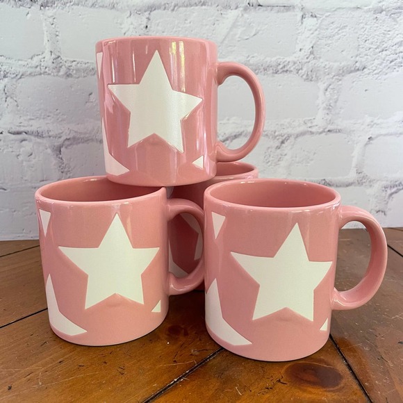 Vintage Waechtersbach W. Germany Pink Star Mugs Set of 4 - Picture 3 of 8